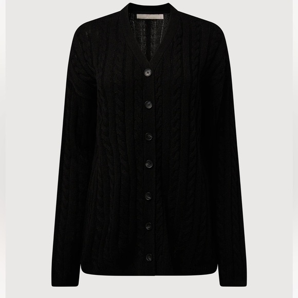 Rachel Parcell Cable Knit Cardigan Black Medium - Picture 1 of 8